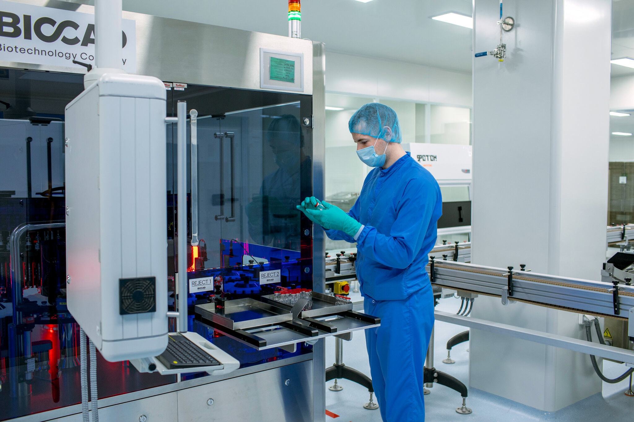 A Sputnik V vaccine production line in Saint Petersburg, Russia in February.